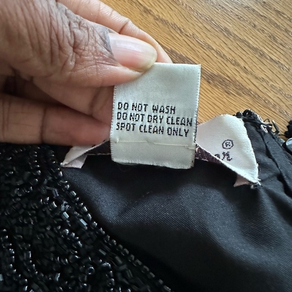 Lawrence Kager 100% Silk Embellished Sequined Dress  Back Slit Sz M Demure - Picture 12 of 15